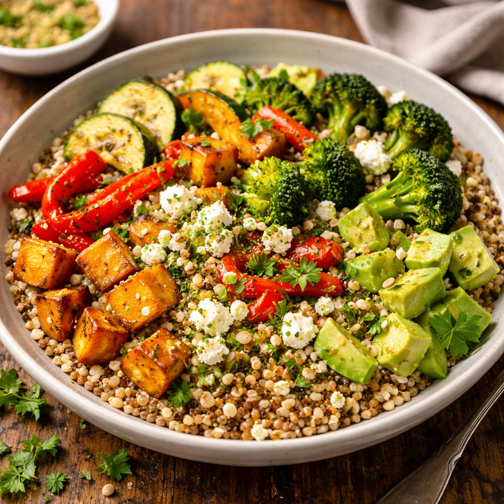 Fresh vegetable harvest bowl with local ingredients